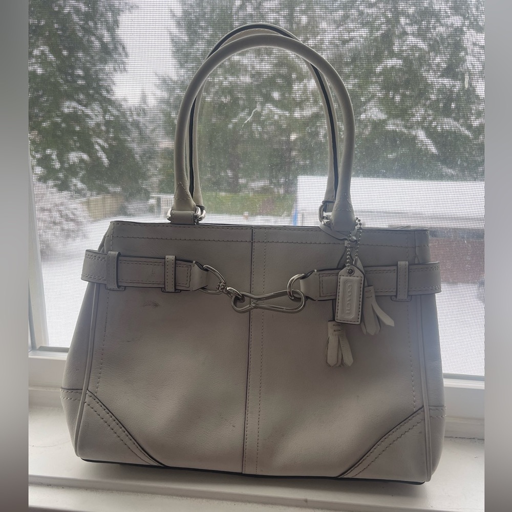 Vintage white leather coach bag